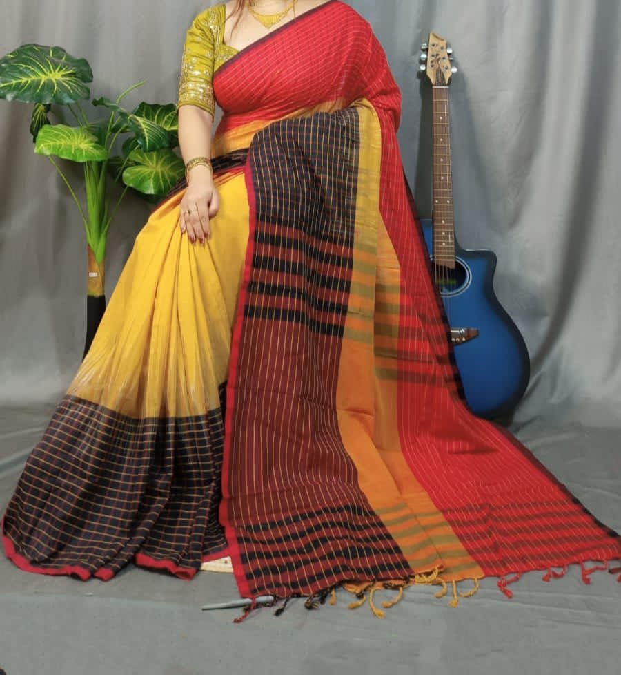 black cotton blend saree 
